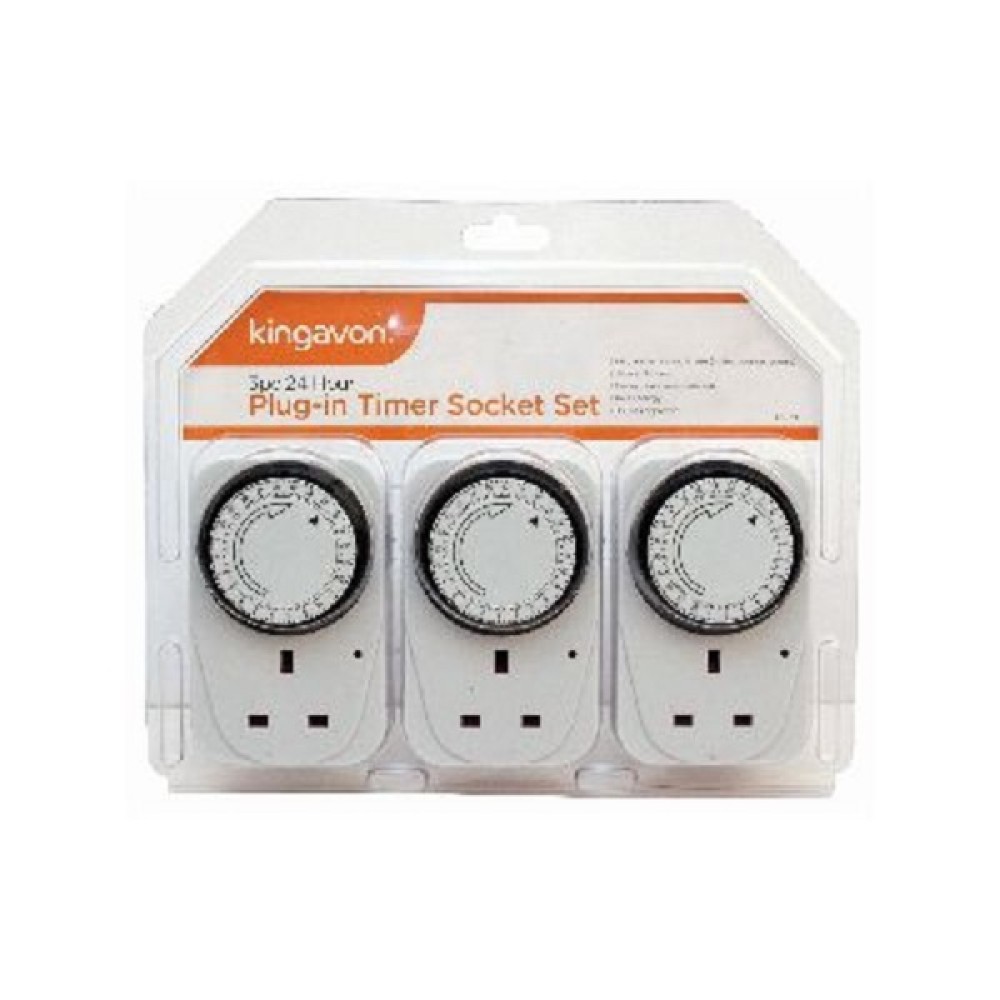 3PC 24 HOUR PLUG IN TIMER SOCKET SET