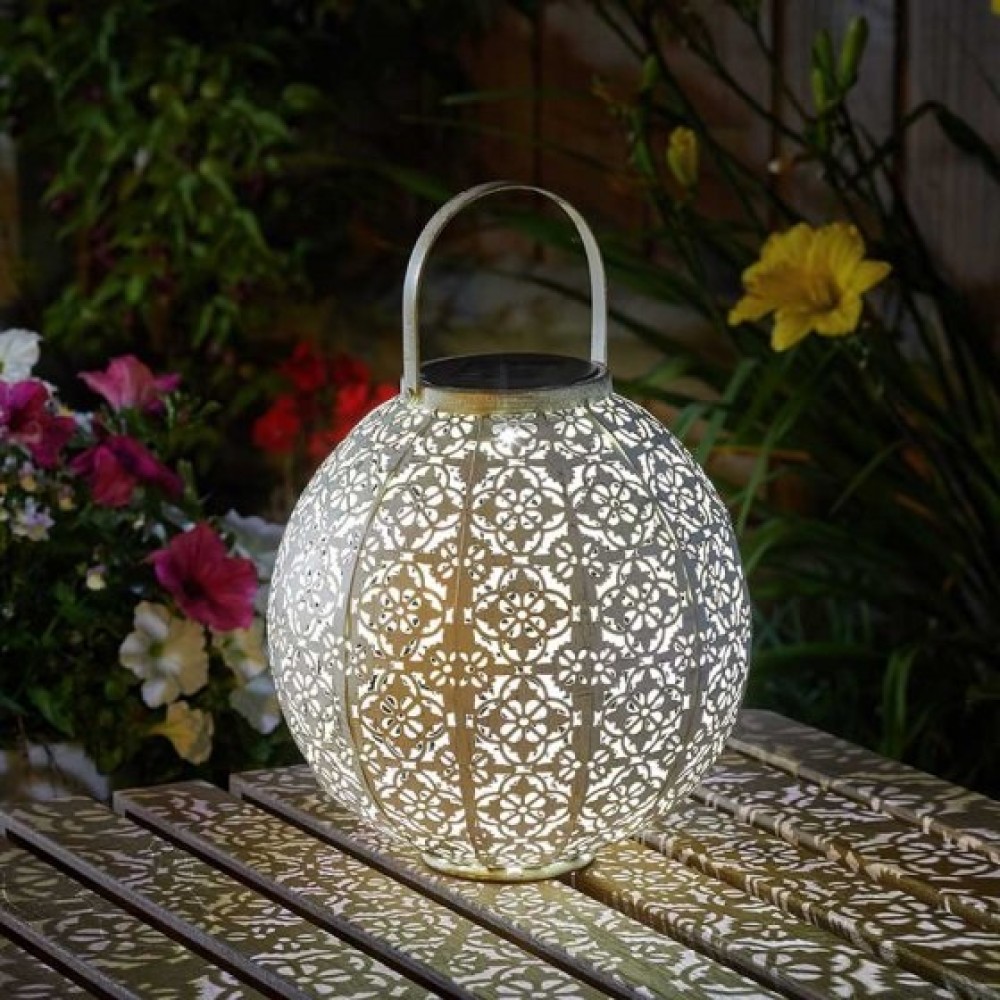 SOLAR POWERED - DAMASQUE CREAM LANTERN