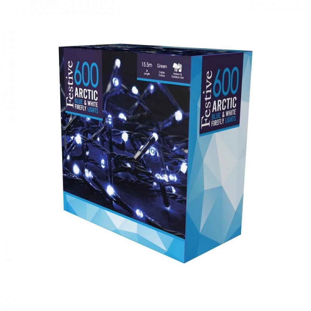 FESTIVE 600 Artic Blue & White Firefly Lights