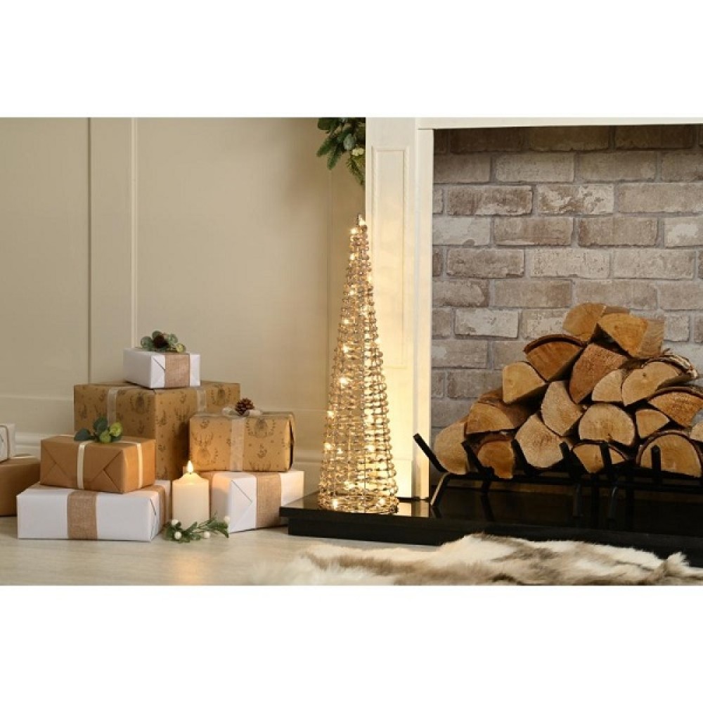 CHAMPAGNE GOLD TREE CONE TREE Battery Operated - 60CM