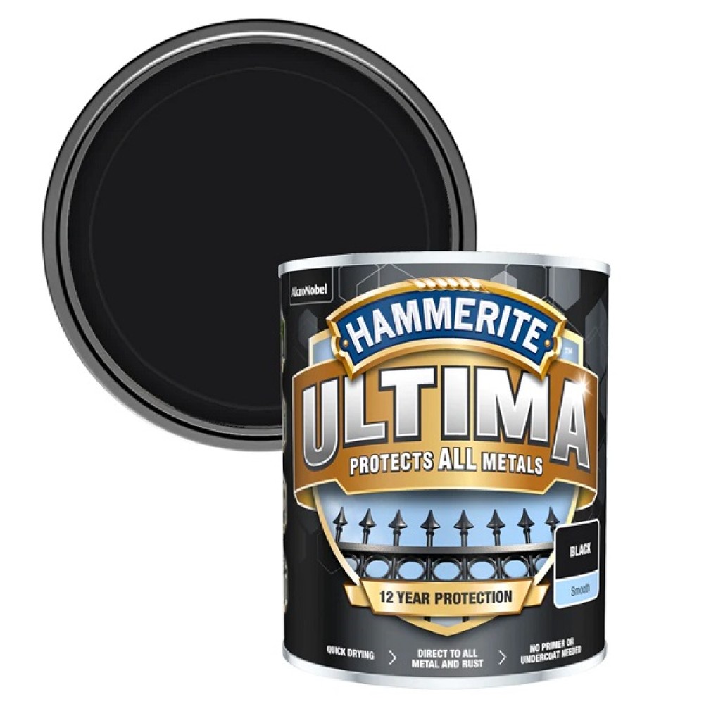 750ML ULTIMA WATERBASED METAL PAINT SMOOTH BLACK