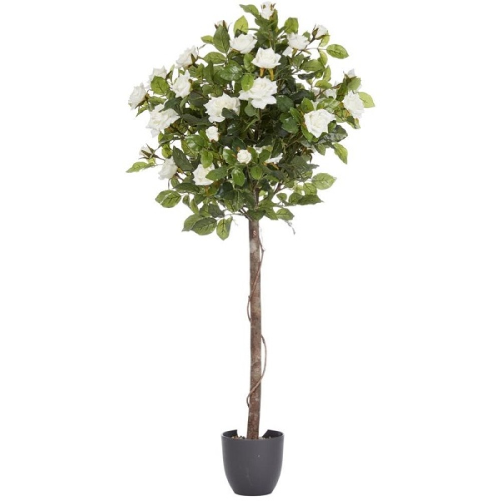 120CM ARTIFICIAL REGENT'S ROSE TREE - WHITE