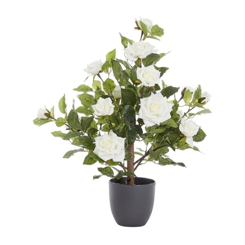 60CM ARTIFICIAL REGENT'S ROSE TREE - WHITE