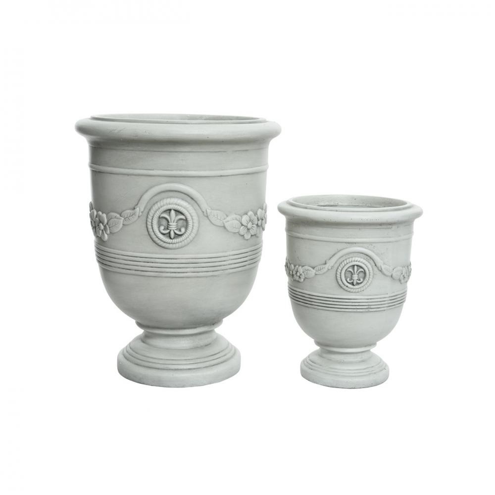 FIBRECLAY CLAIRE SET OF 2 PLANTERS LIGHT GREY