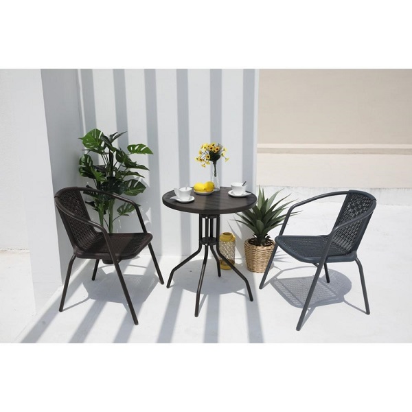 2 Seater Rattan Effect Balcony Set