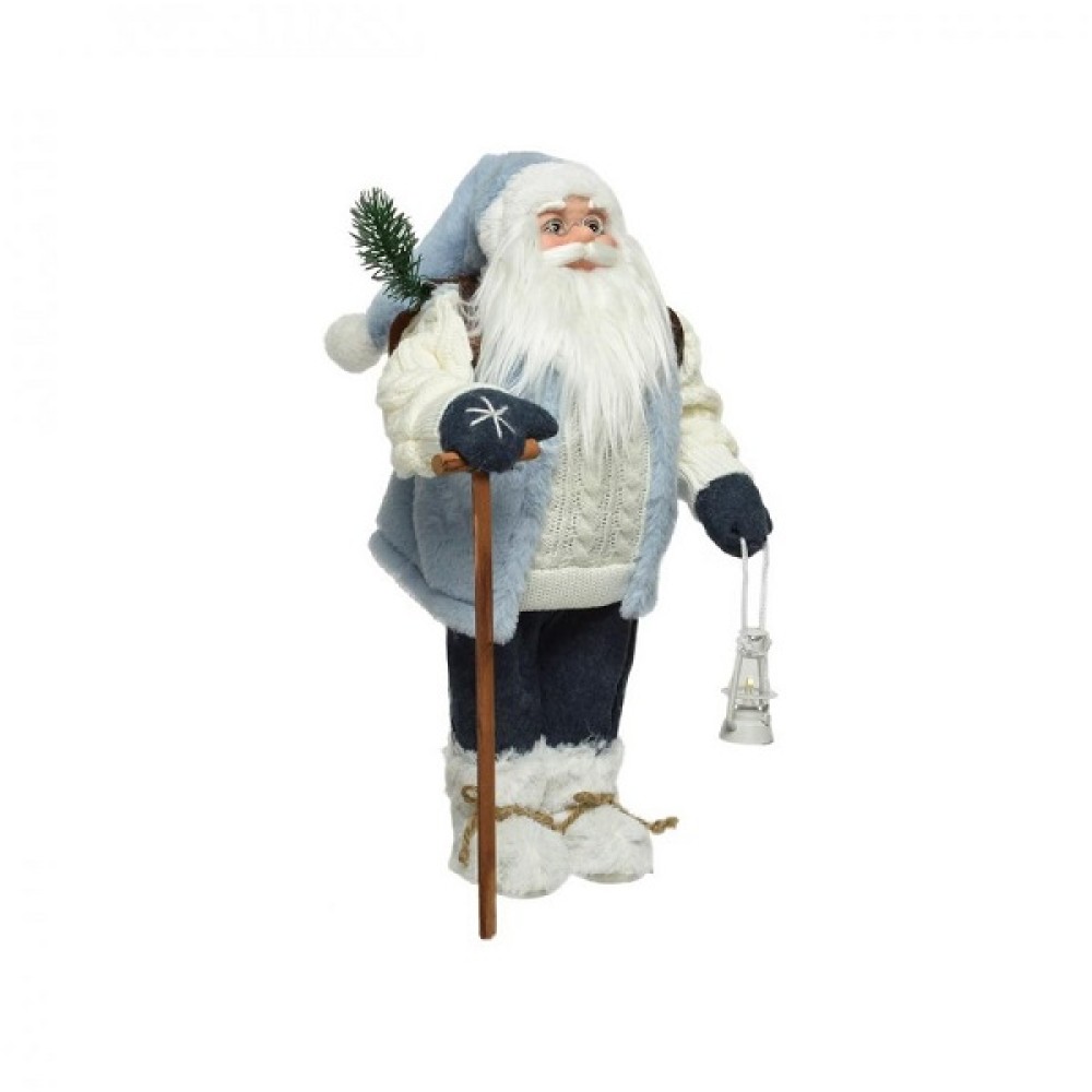 STANDING SANTA BLUE FUR TRIM - 60CM