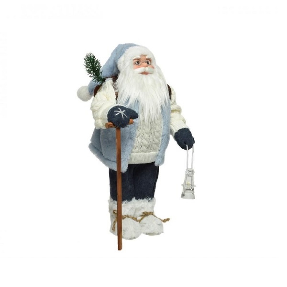 STANDING SANTA BLUE FUR TRIM -90CM