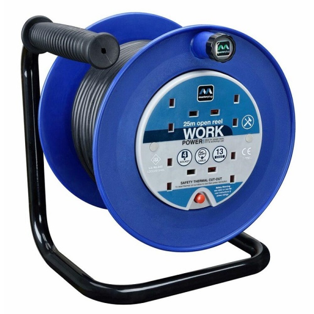 LUCECO MASTERPLUG 25M 4 SOCKET CABLE REEL