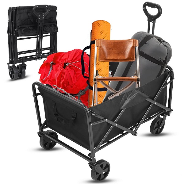 Beach Wagon Foldable 60L – Black | Heavy Duty Collapsible Utility Cart