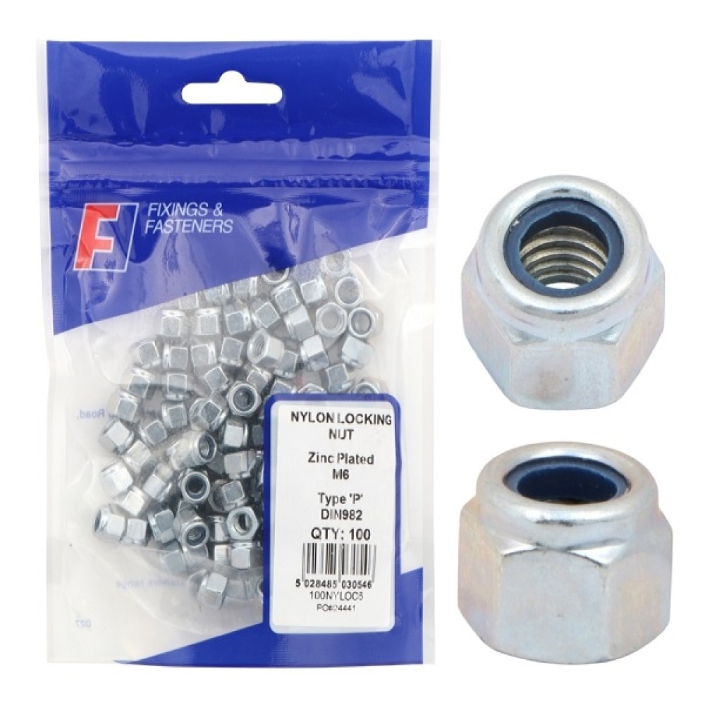 NYLON LOCKING NUT BZP M10 BAG 50