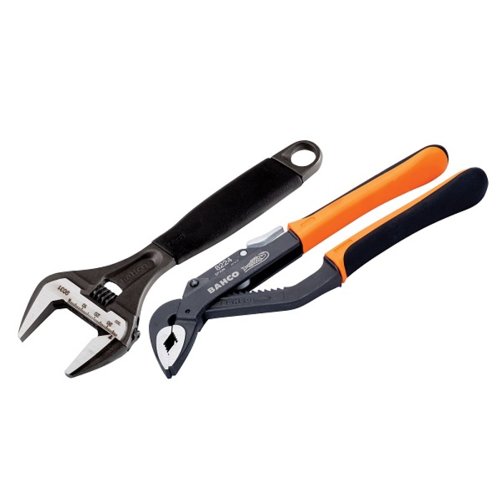 BAHCO ADJ WRENCH & WATERPUMP PLIER TWIN PK