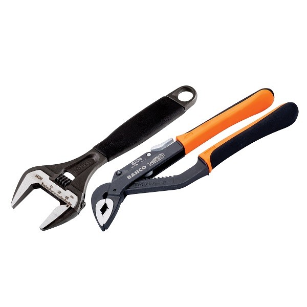 BAHCO ADJ WRENCH & WATERPUMP PLIER TWIN PK