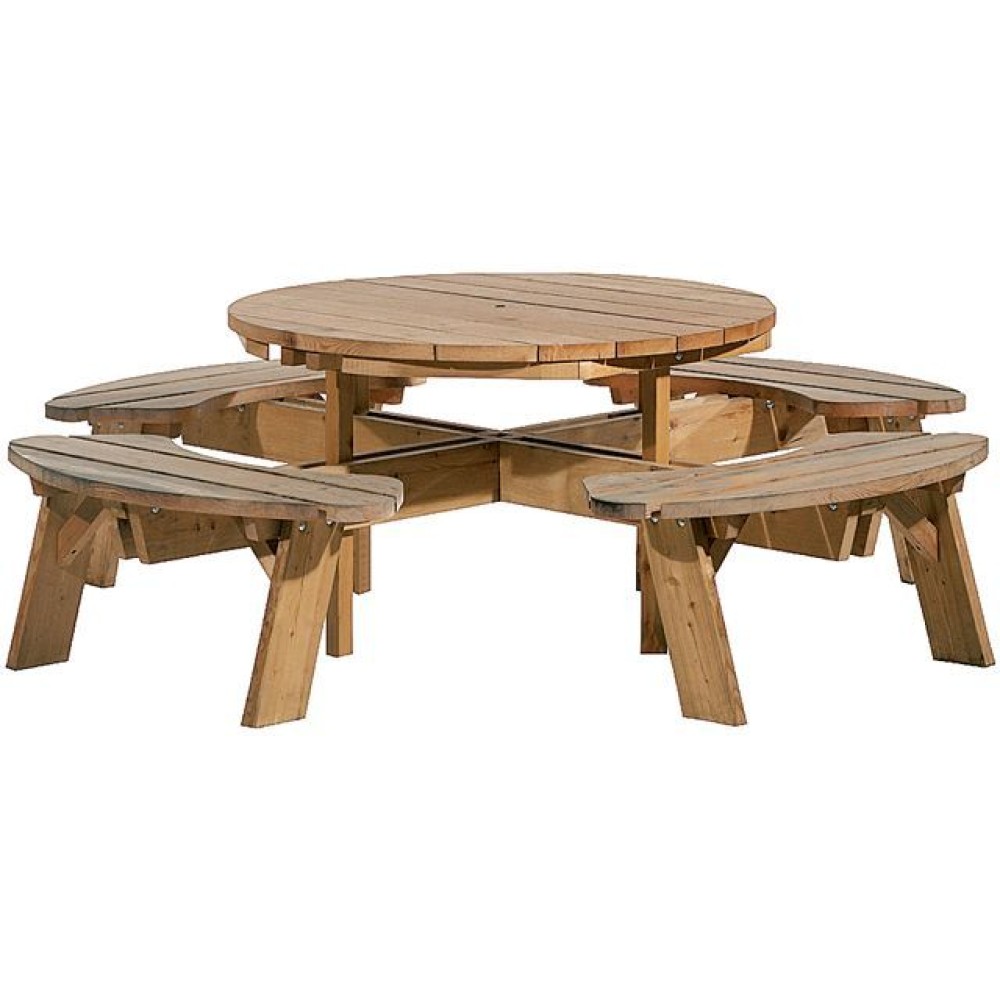 8 SEATER PRESSURE TREATED ROUND PICNIC BENCH