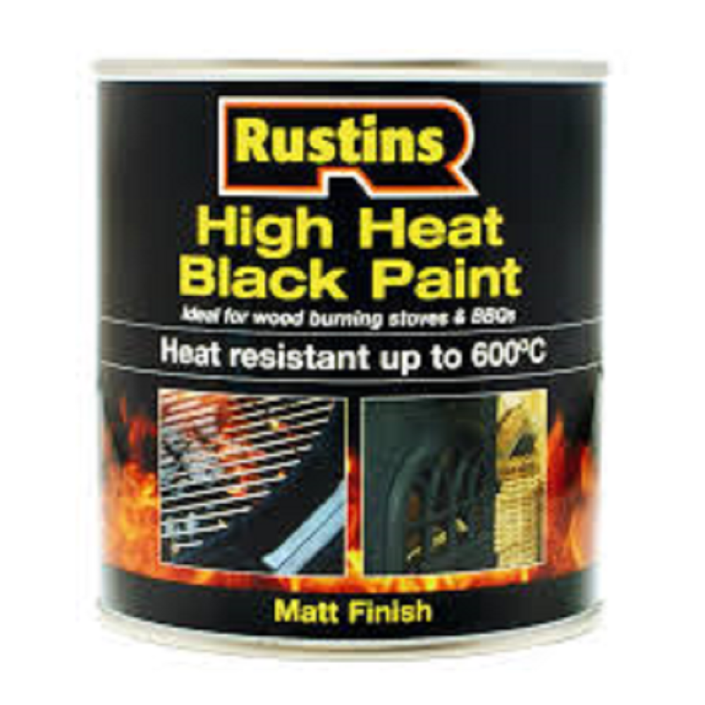 250ML RUSTINS HEAT RESISTANT BLACK PAINT 600°