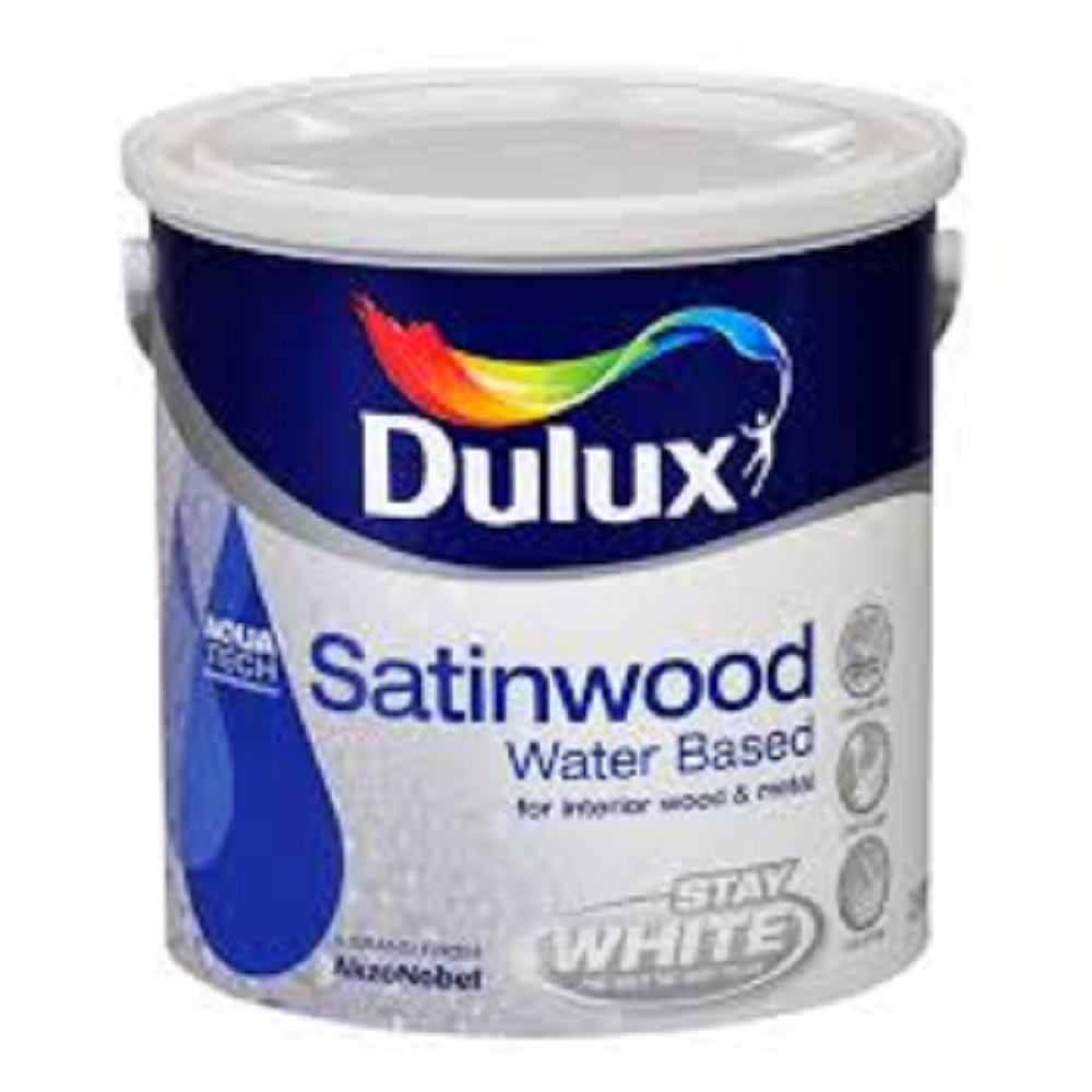 2.5 LITRE  DULUX  WATER BASED SATINWOOD WHITE