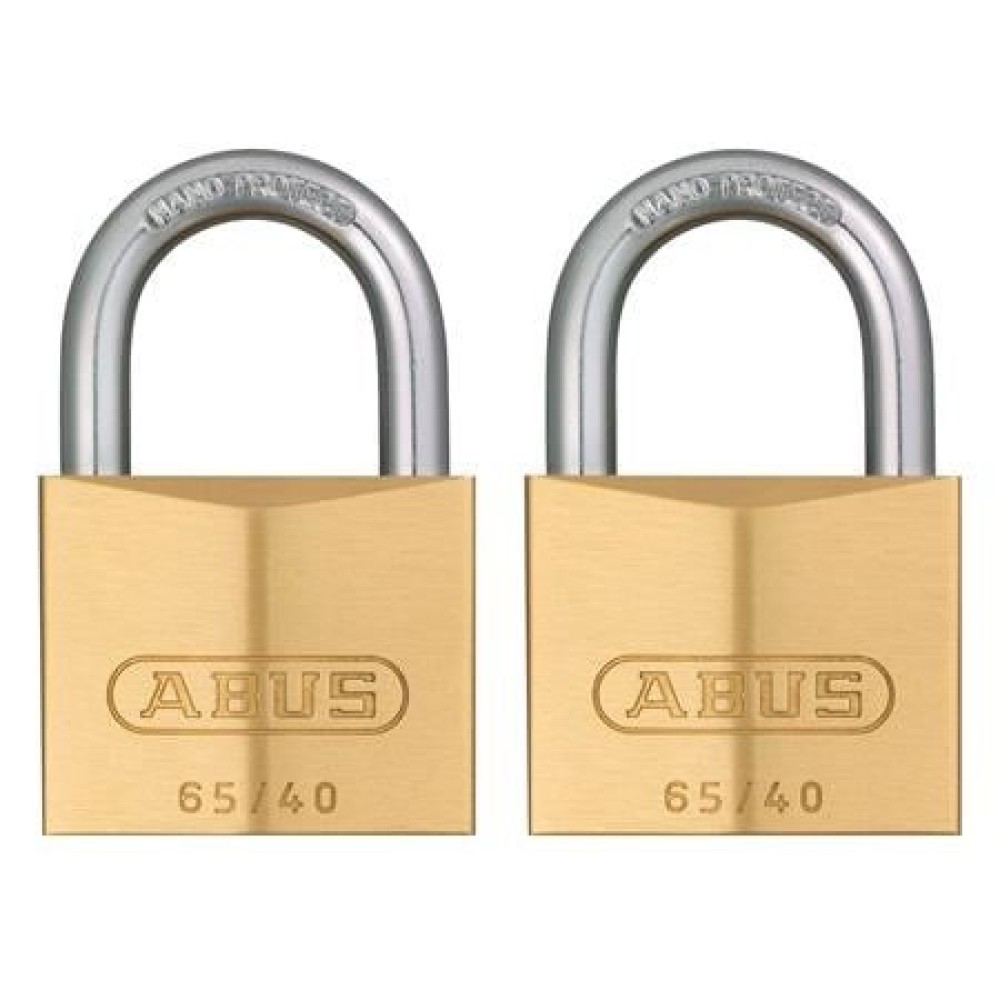 TWIN PK COMPACT BRASS PADLOCK 40MM