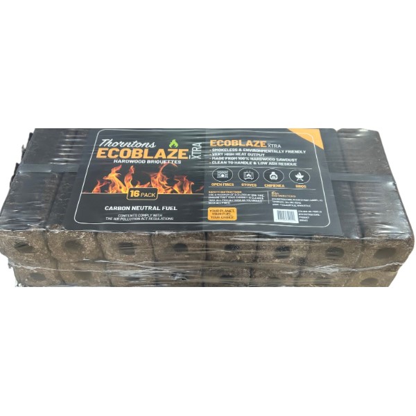THORNTONS 16PK ECO BLAZE WOOD BRIQ 9.5KG
