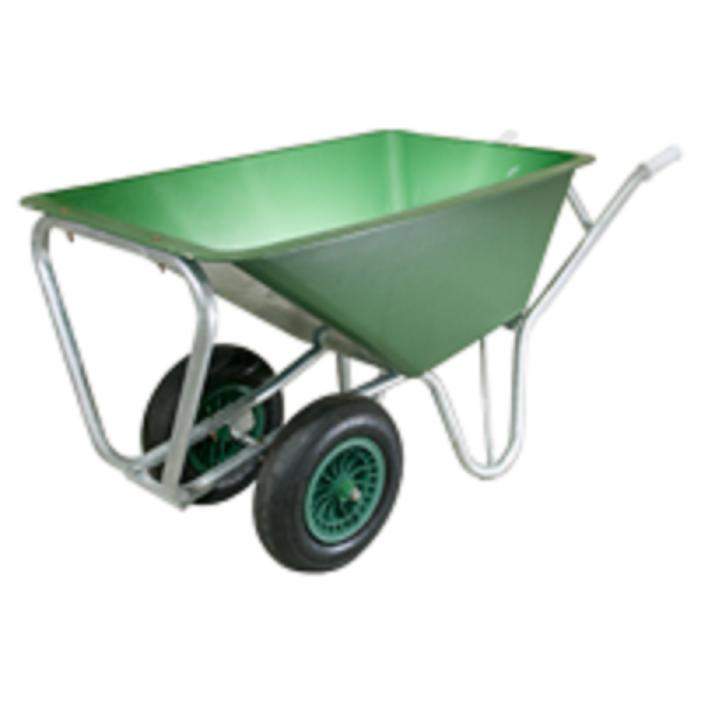 160LTR WHEELBARROW TWIN WHEEL GREEN PVC