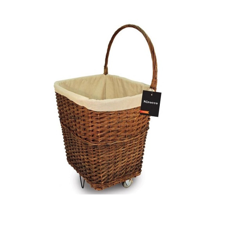 SIROCCO LARGE NATURAL WICKER FIRELOG CART WHEELS