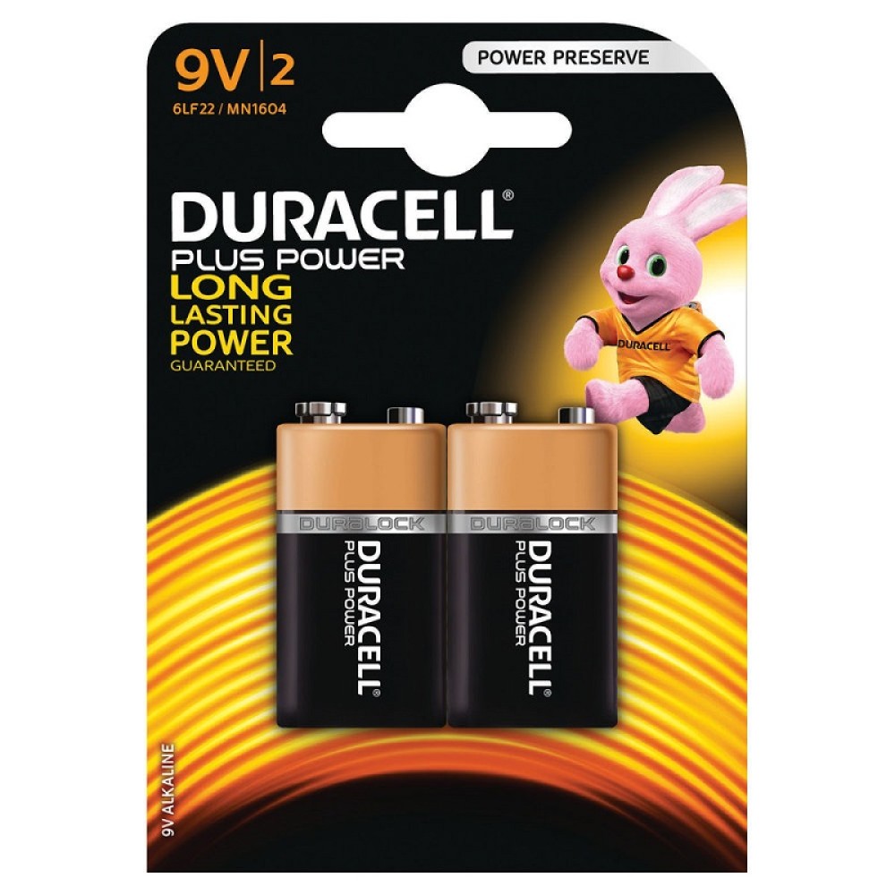 DURACELL 9VK2P ALKALINE BATTERIES (2) S3568