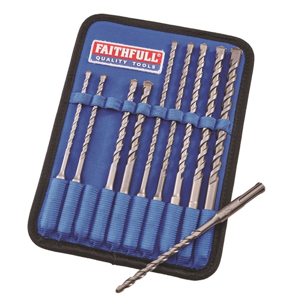 FAITHFULL 10 PIECE SDS DRILL BIT SET