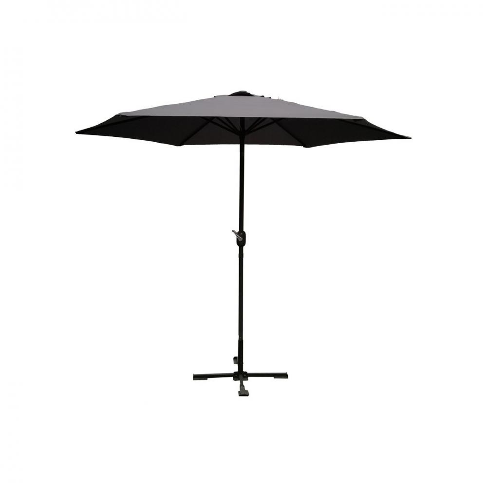 CHARCOAL GARDEN PARASOL - CRANK AND TILT 2.7M