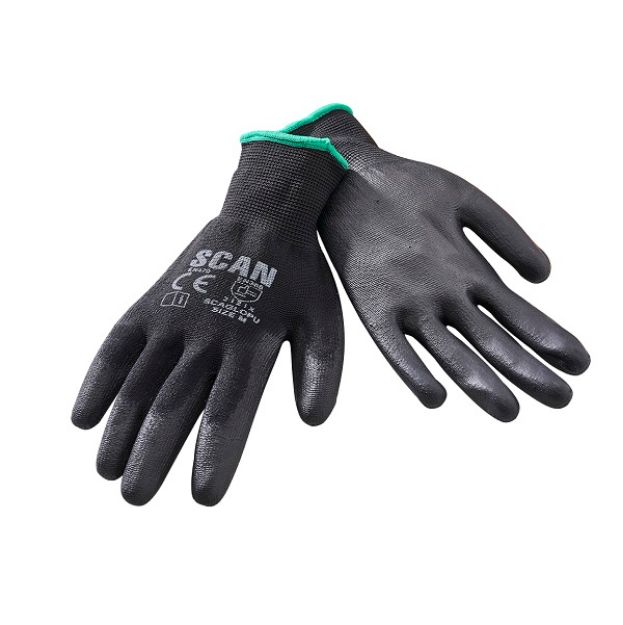 Picture of SCAN BLACK PU GLOVES PACK 5 