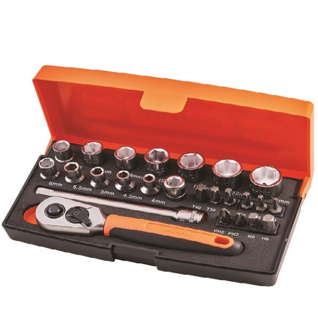 Picture of BAHCO ¼" DRIVE SOCKET SET 25 PIECE