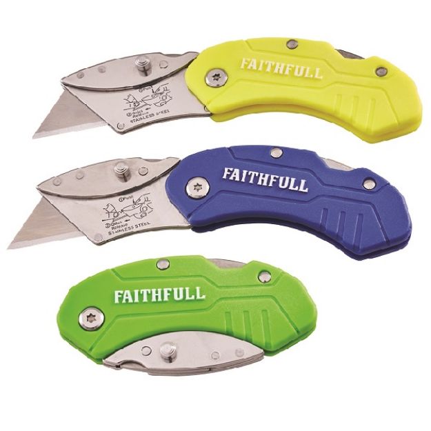 Picture of FAITHFULL HI VIS FOLDING UTILITY KNIFE