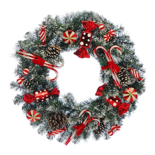 Picture of WREATH WHITE CANDY CANE 76CM