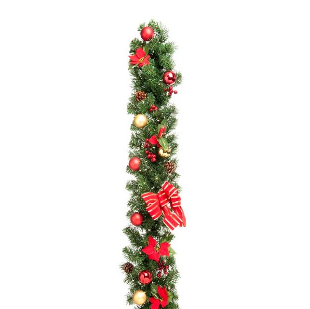 Picture of GARLAND POINSETTIA B/O LIT 270CM