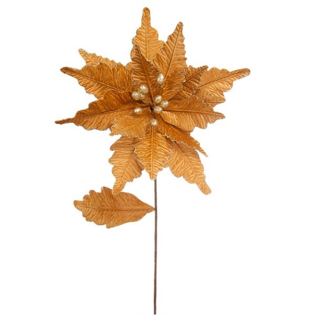 Picture of GOLD VELVET POINSETTIA STEM - 68CM