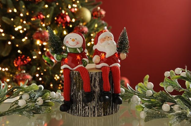 Picture of SANTA/SNOWMAN B/O SHELF SITTER 18CM