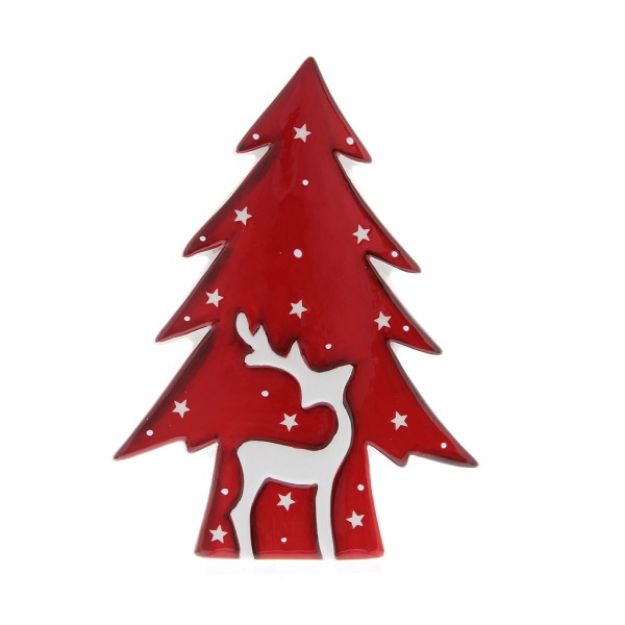 Picture of RED CERAMIC CHRISTMAS TREE 17CM