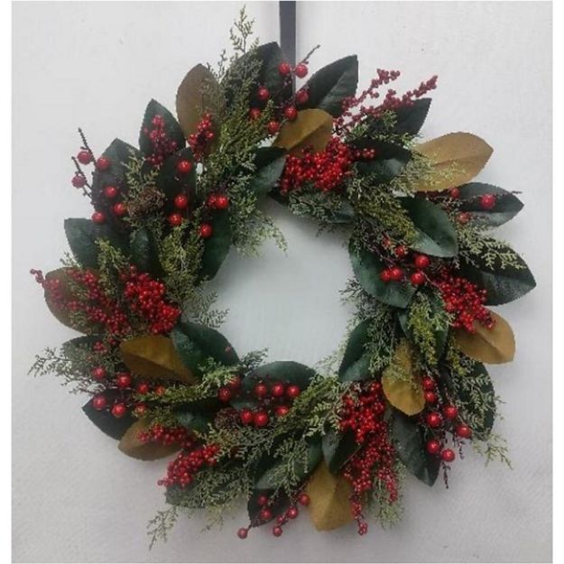 Picture of BOSK MAGNOLIA BERRY WREATH - 66CM